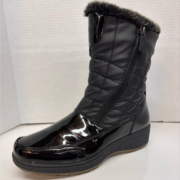 Aquatherm Black Quilted Winter Boots Side Zipper - Picture 1 of 11